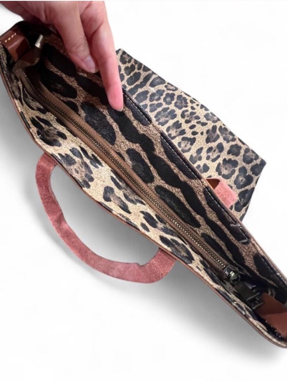Brown Leather Leopard-Print Tote Bag - Picture 7 of 8